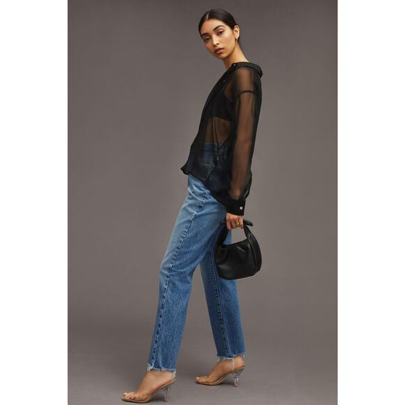 Good American Good Vintage Frayed Hem Jeans in Indigo Blue 0/25 NWT - Picture 4 of 13